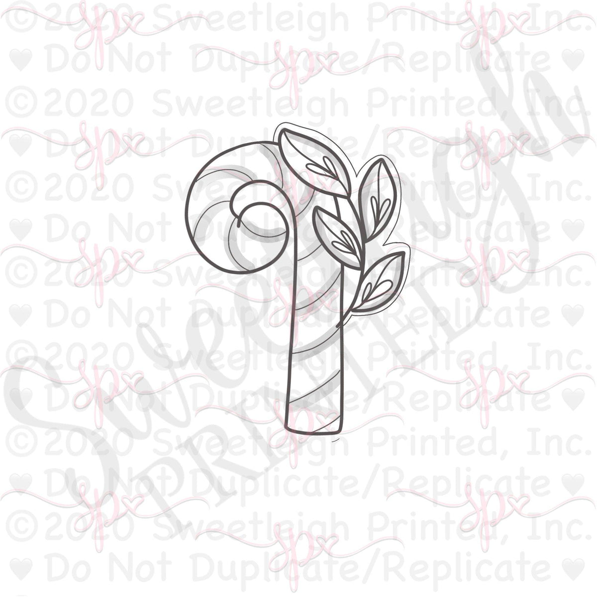 Botanical Swirly Candy Cane Cookie Cutter - Sweetleigh 