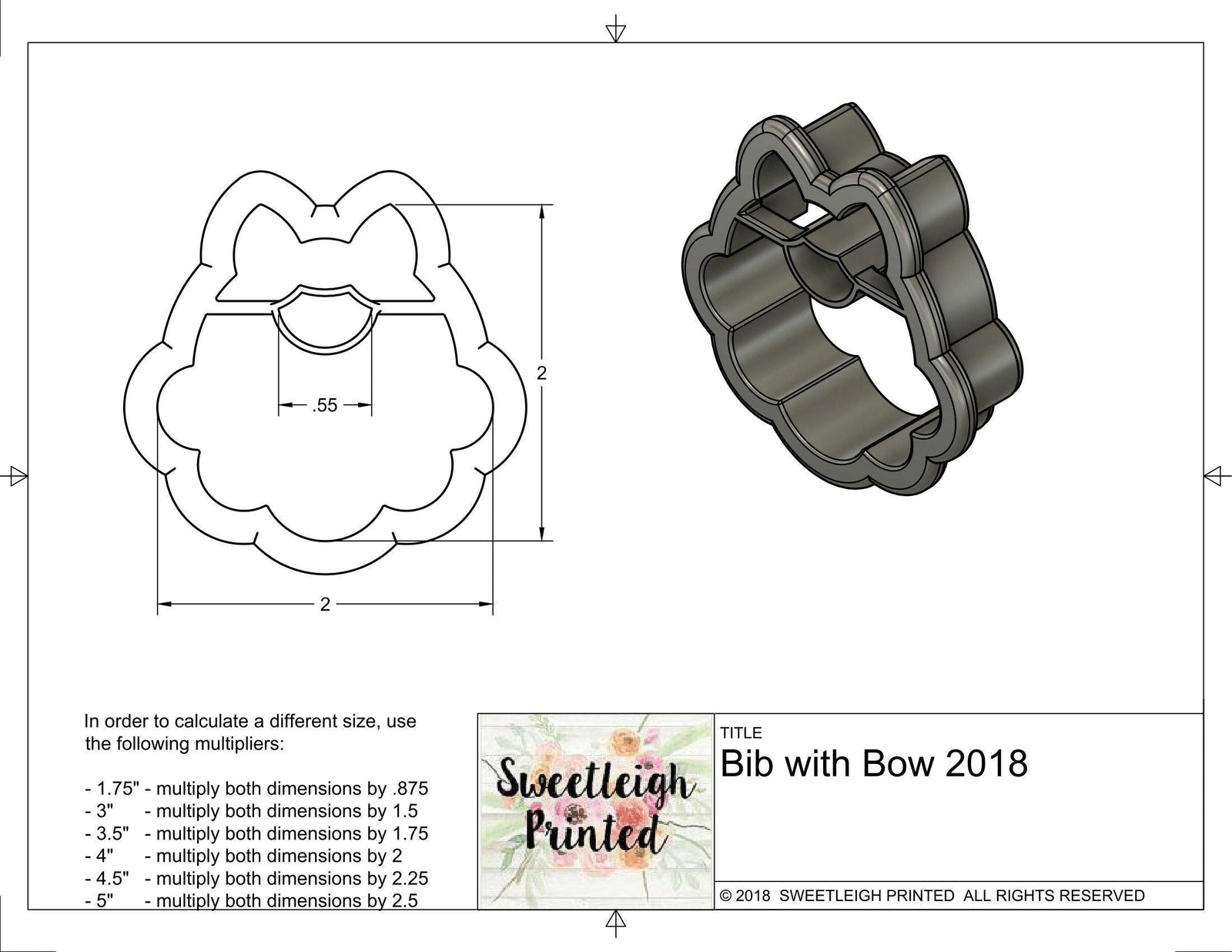 Bow Bib 2018 Cookie Cutter - Sweetleigh 