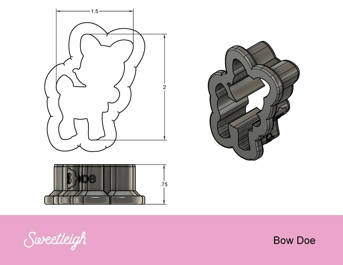 Bow Doe Cookie Cutter - Sweetleigh 