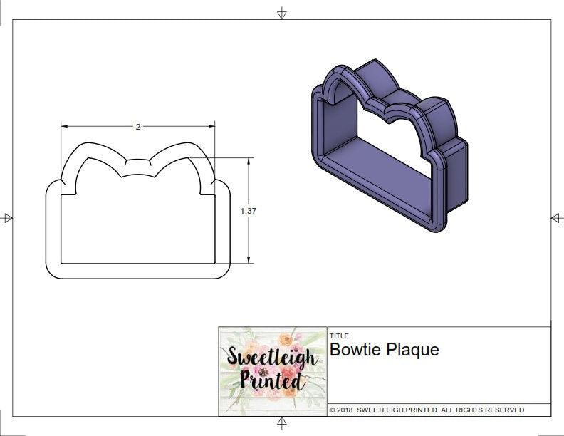 Bow Tie Plaque Cookie Cutter - Sweetleigh 