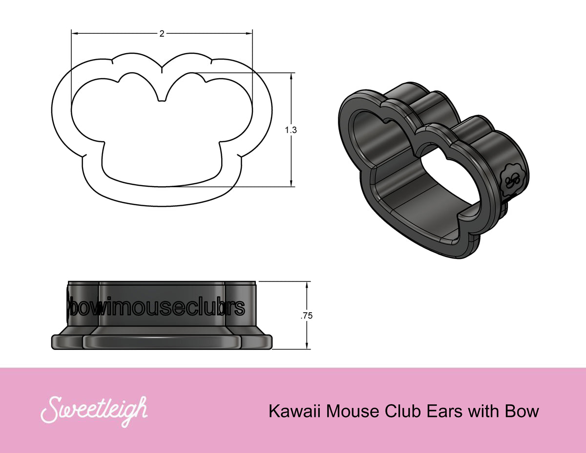 Mouse Club Ears with Bow Cookie Cutter
