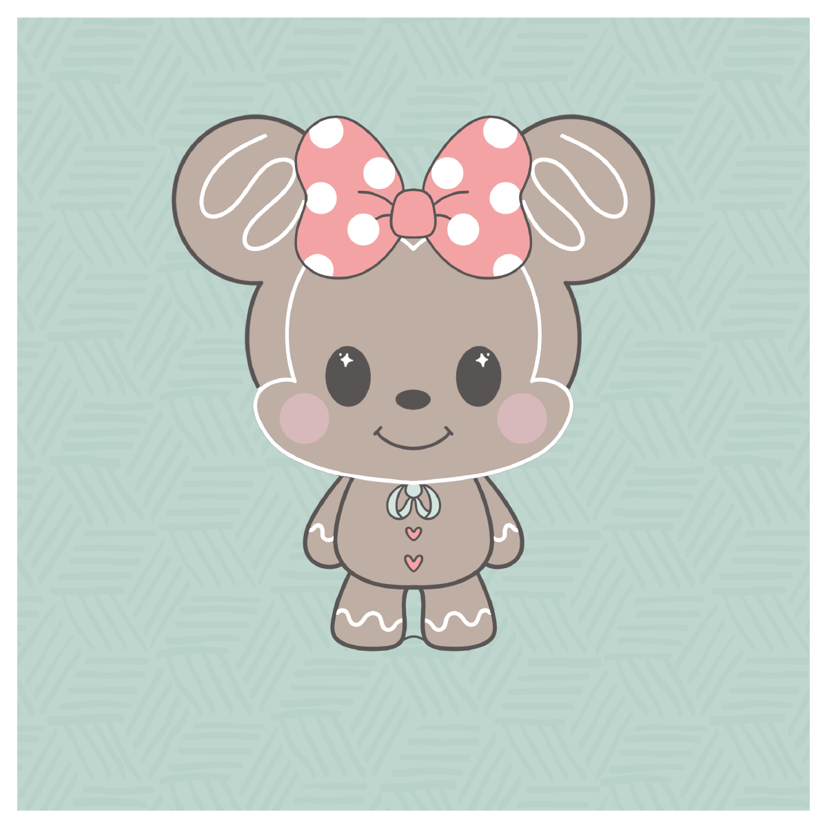 Kawaii Mouse Gingy with Bow Cookie Cutter