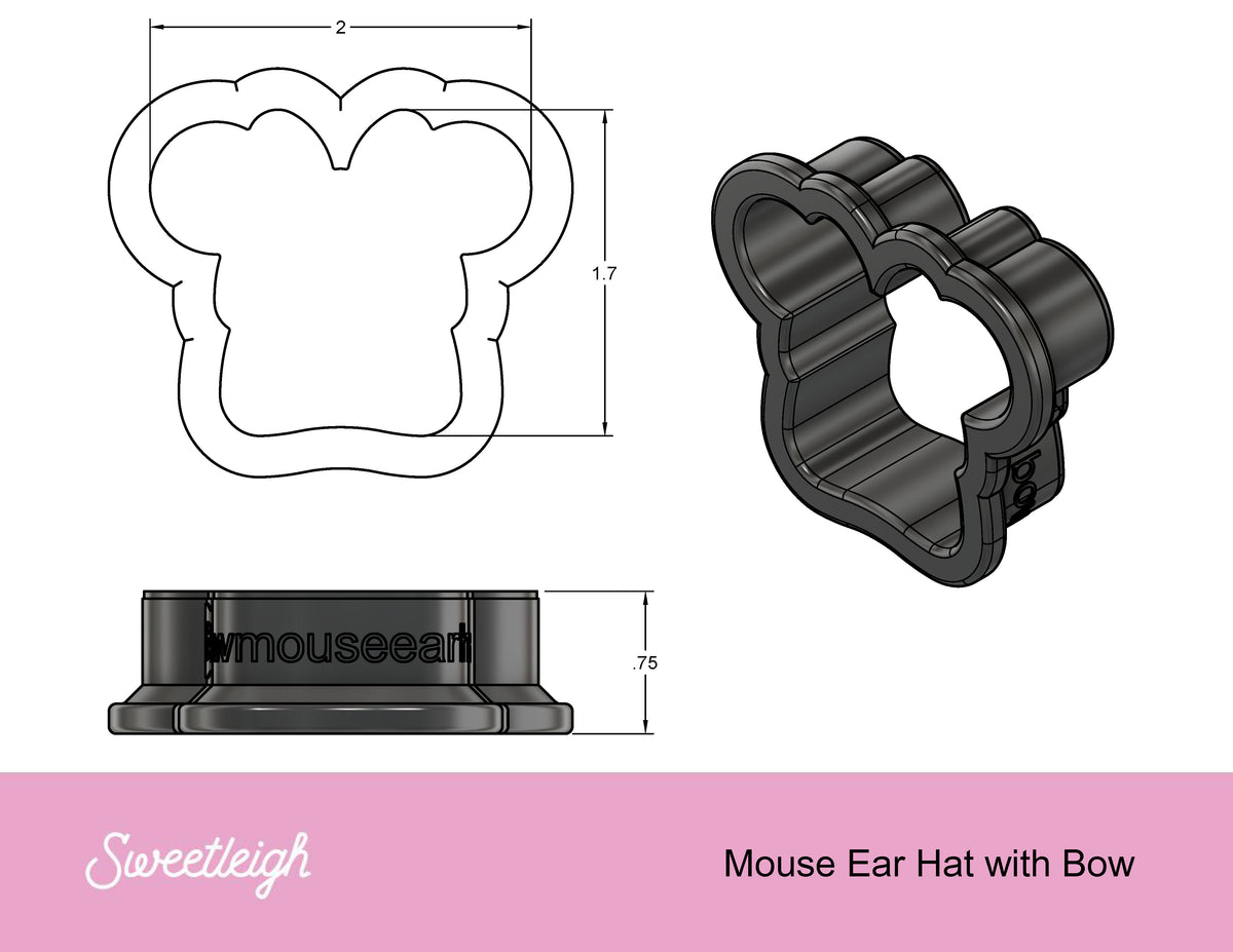 Mouse Ear Hat with Bow Cookie Cutter