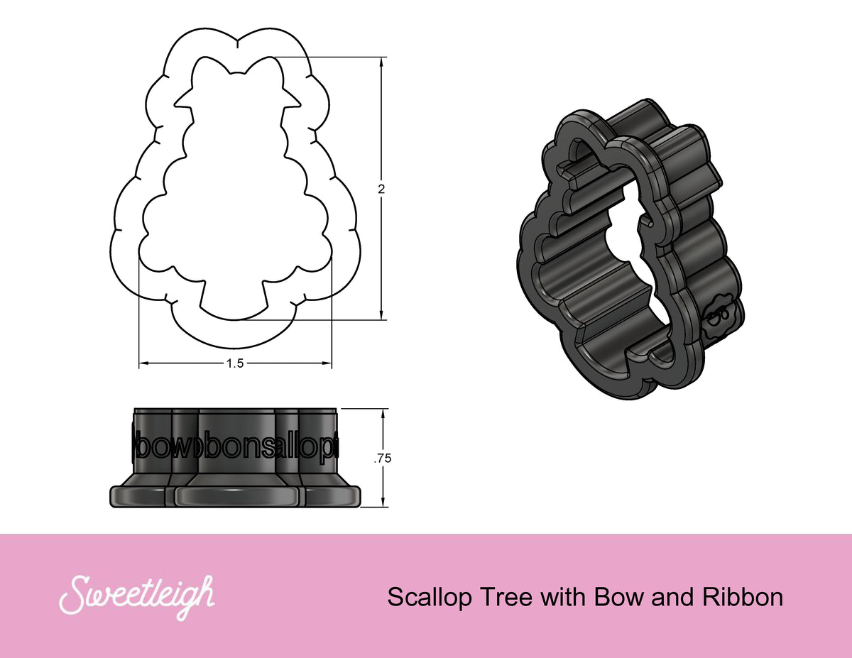 Scallop Tree With Bow and Ribbons Cookie Cutter