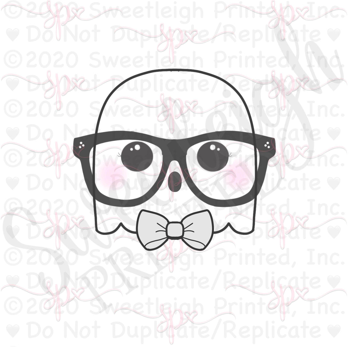 Bowtie Nerdy Ghost 1 Cookie Cutter - Sweetleigh 