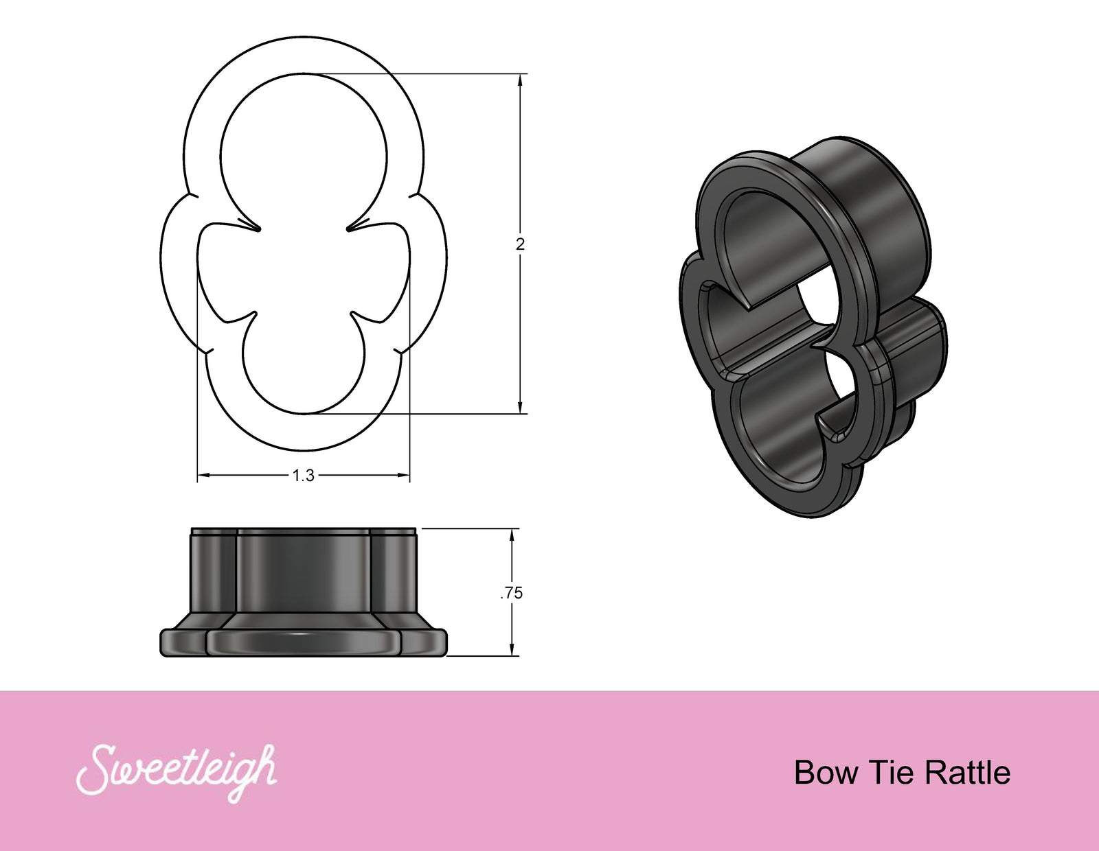 Bow Tie Rattle Cookie Cutter