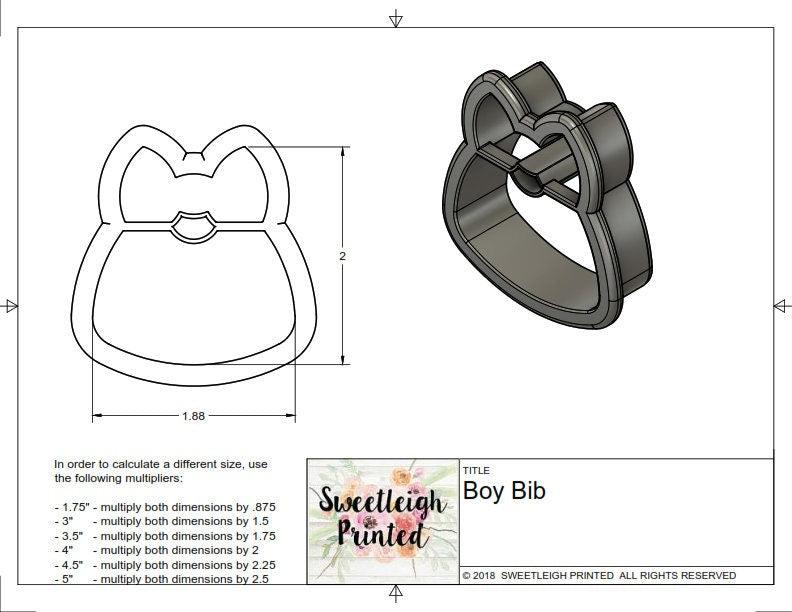 Boy Bib 2018 Cookie Cutter - Sweetleigh 
