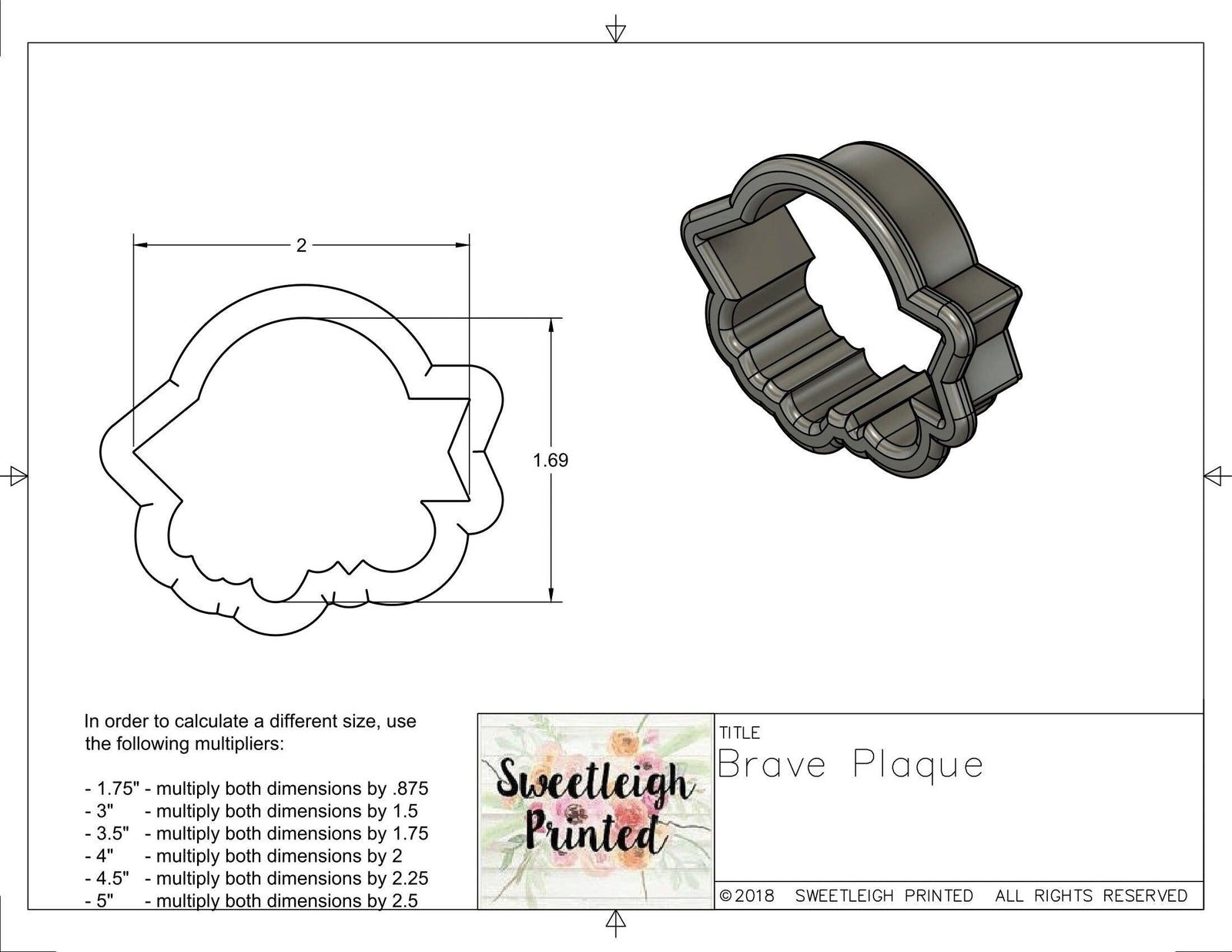 Brave Plaque Cookie Cutter - Sweetleigh 