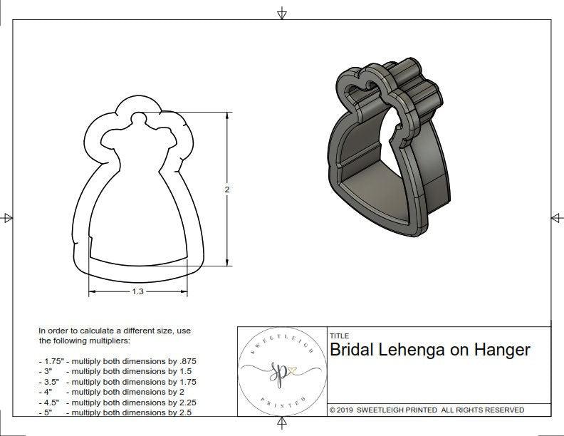 Bridal Lehenga on Hanger Cookie Cutter - Sweetleigh 