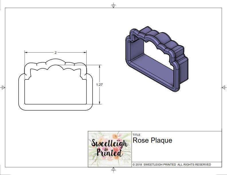 Bridal Rose Plaque Cookie Cutter - Sweetleigh 