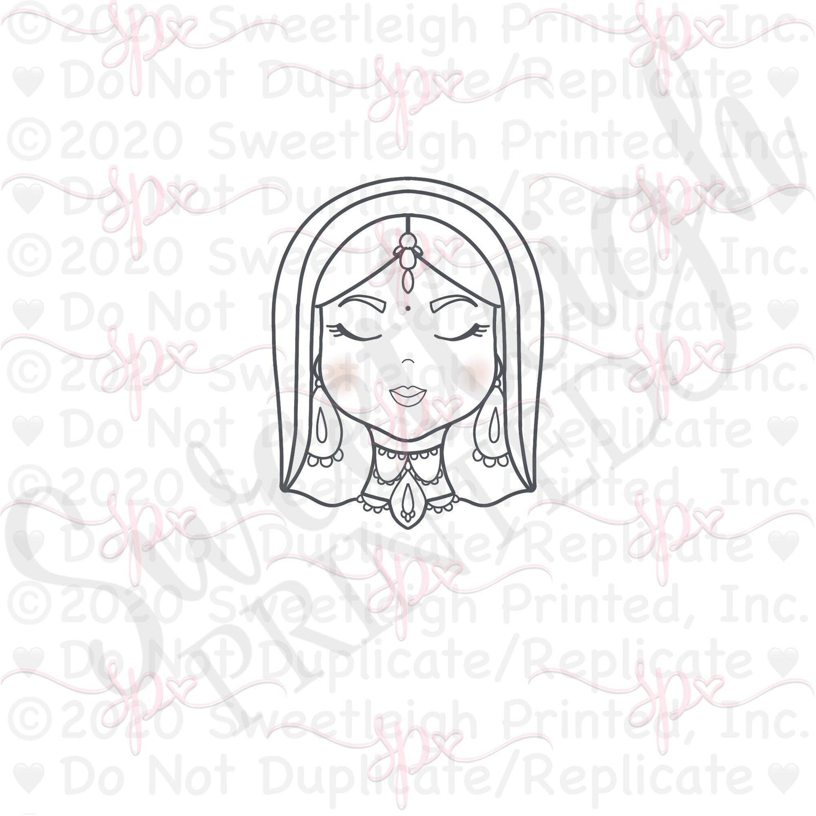Bride Face 1 Cookie Cutter - Sweetleigh 