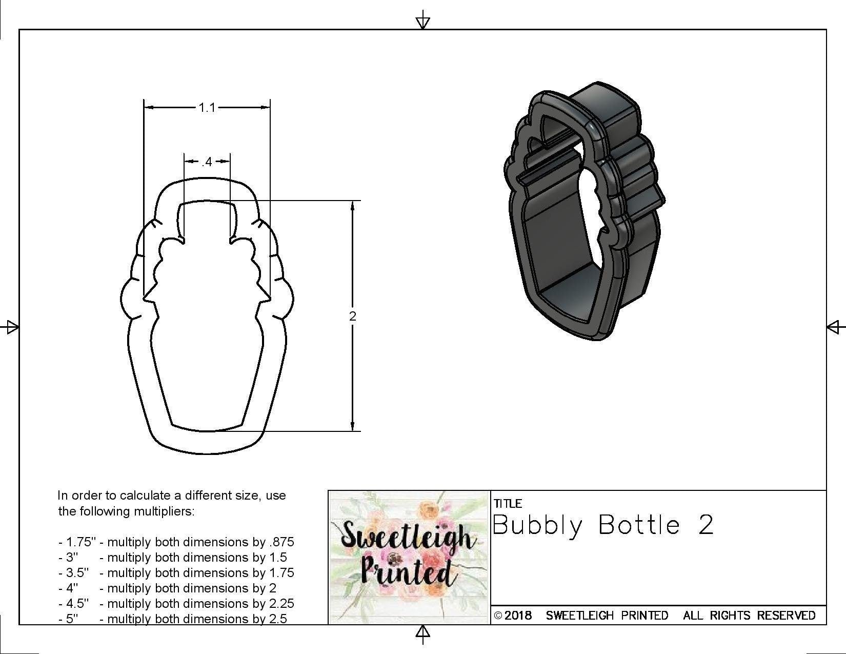 Bubbly Bottle 2 Cookie Cutter - Sweetleigh 