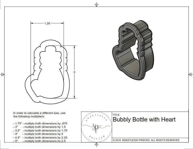 Bubbly Bottle with Heart Cookie Cutter - Sweetleigh 