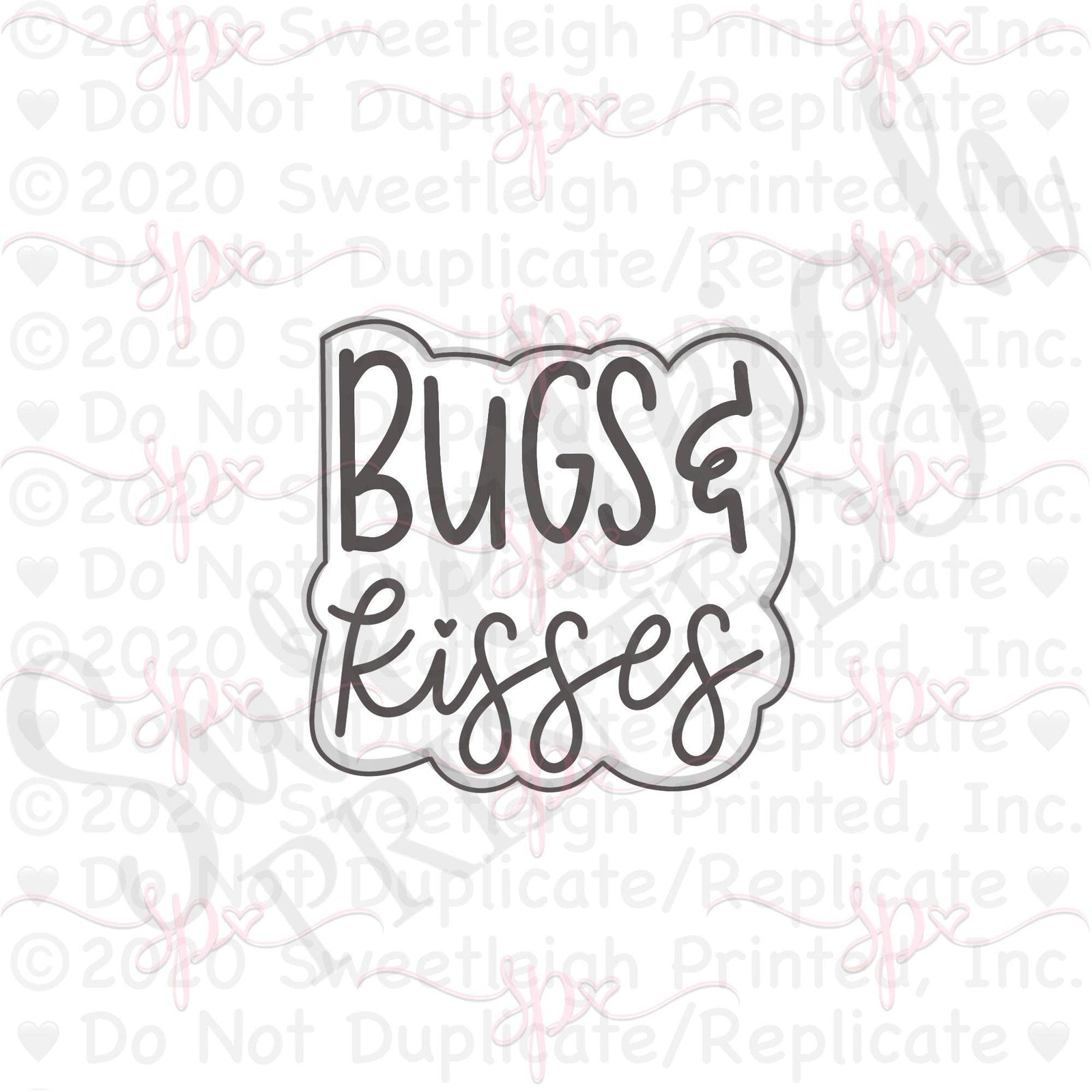 Bugs & Kisses Hand Lettered Cookie Cutter - Sweetleigh 