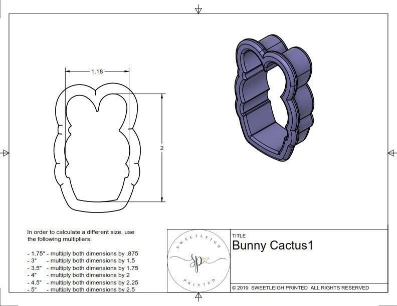Bunny Cactus 1 Cookie Cutter - Sweetleigh 