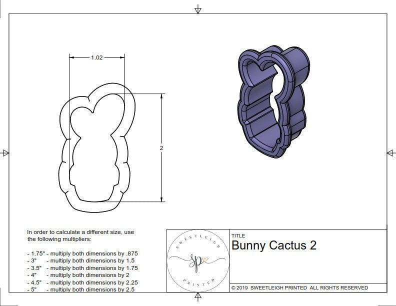 Bunny Cactus 2 Cookie Cutter - Sweetleigh 