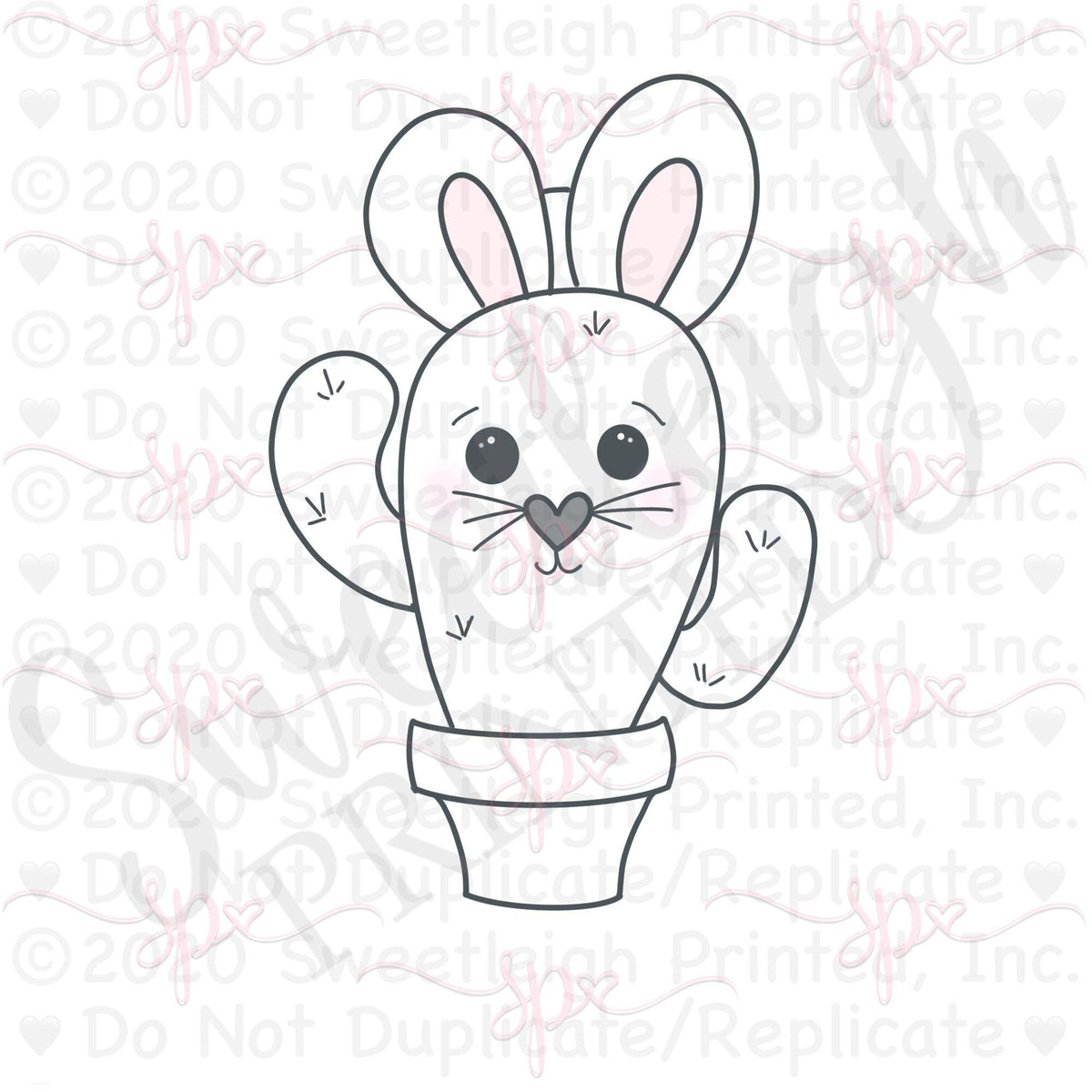 Bunny Cactus 3 Cookie Cutter - Sweetleigh 