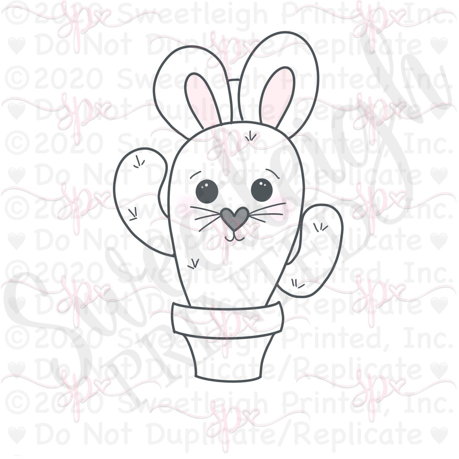 Bunny Cactus 3 Cookie Cutter - Sweetleigh 