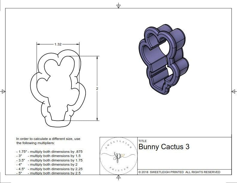 Bunny Cactus 3 Cookie Cutter - Sweetleigh 