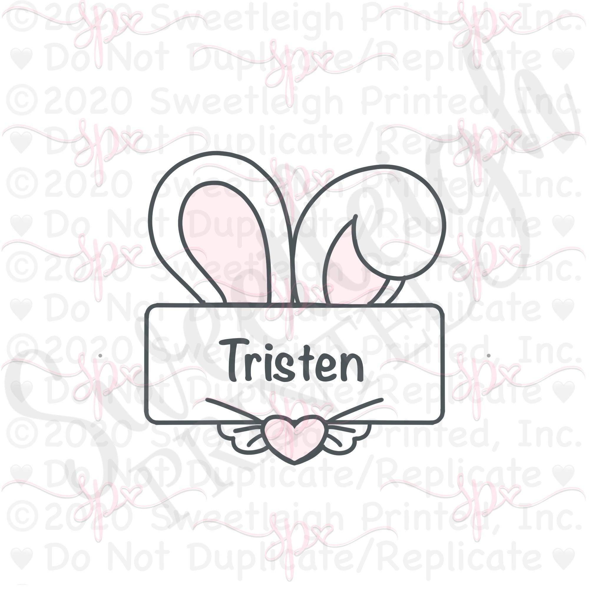 Bunny Ears Plaque Cookie Cutter - Sweetleigh 
