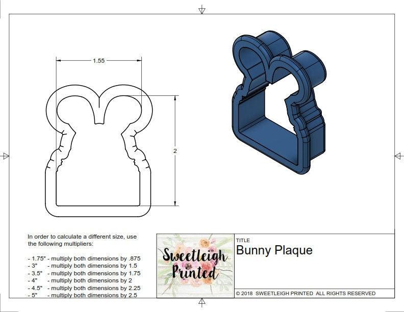 Bunny Plaque Cookie Cutter - Sweetleigh 