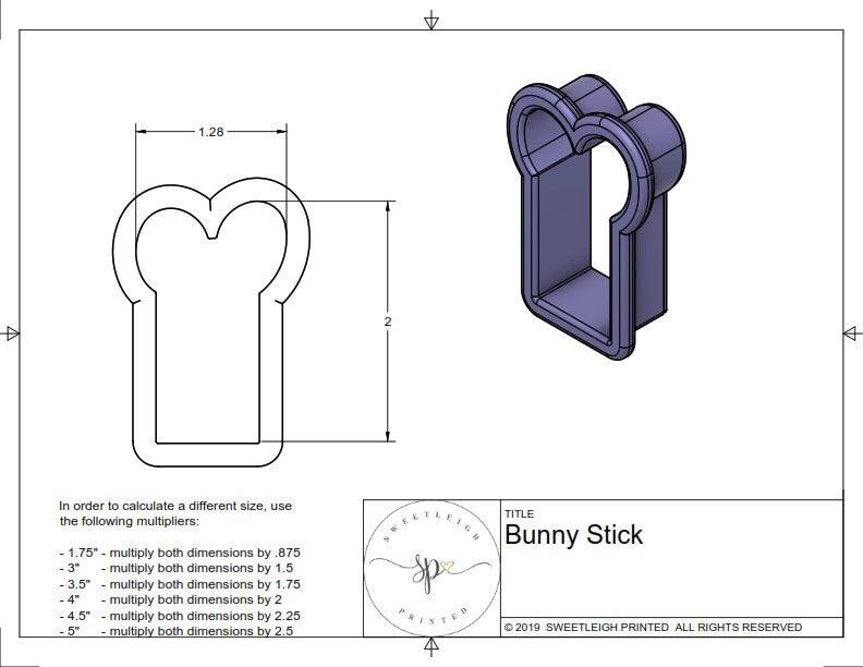 Bunny Stick Cookie Cutter - Sweetleigh 