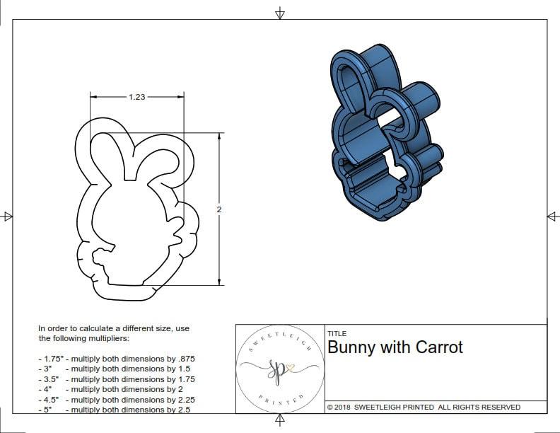 Bunny with Carrot Cookie Cutter - Sweetleigh 