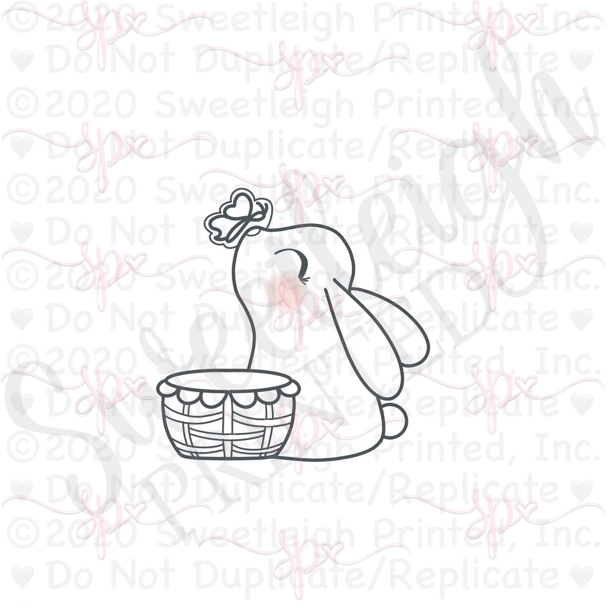 Butterfly Bunny with Basket Cookie Cutter - Sweetleigh 