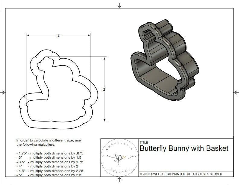 Butterfly Bunny with Basket Cookie Cutter - Sweetleigh 