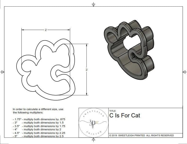 C Is For Cat Cookie Cutter - Sweetleigh 