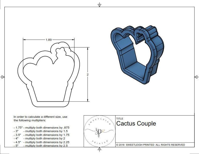 Cactus Couple Cookie Cutter - Sweetleigh 