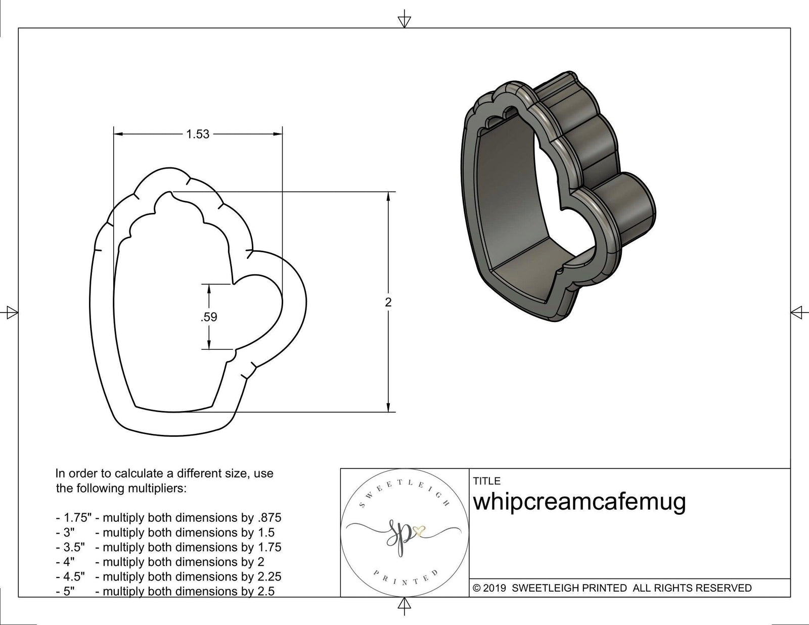 Cafe Mug with Whip Cream Cookie Cutter - Sweetleigh 