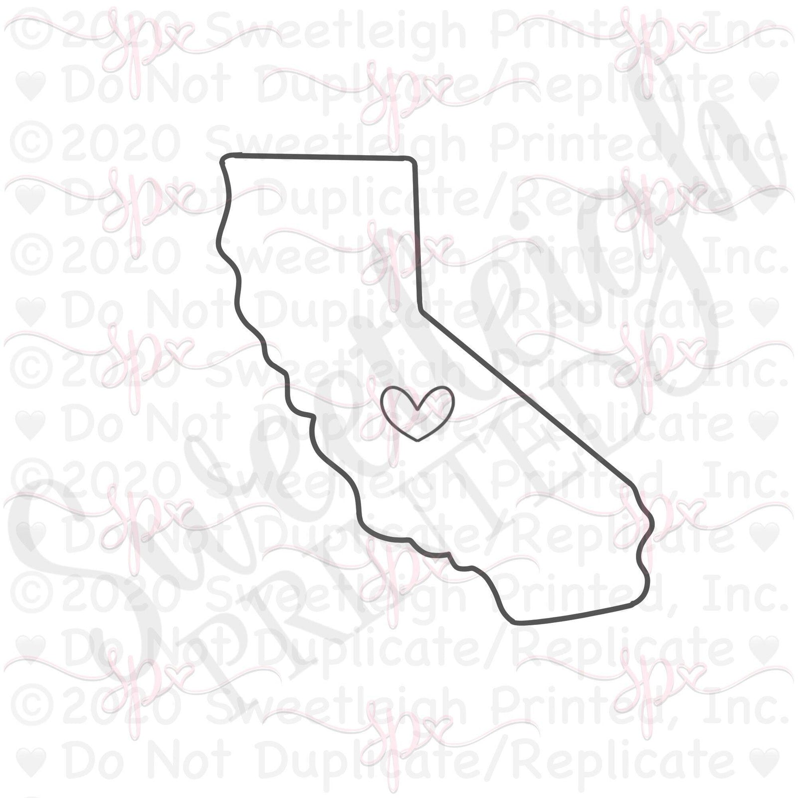California with Heart Cutout Cookie Cutter - Sweetleigh 