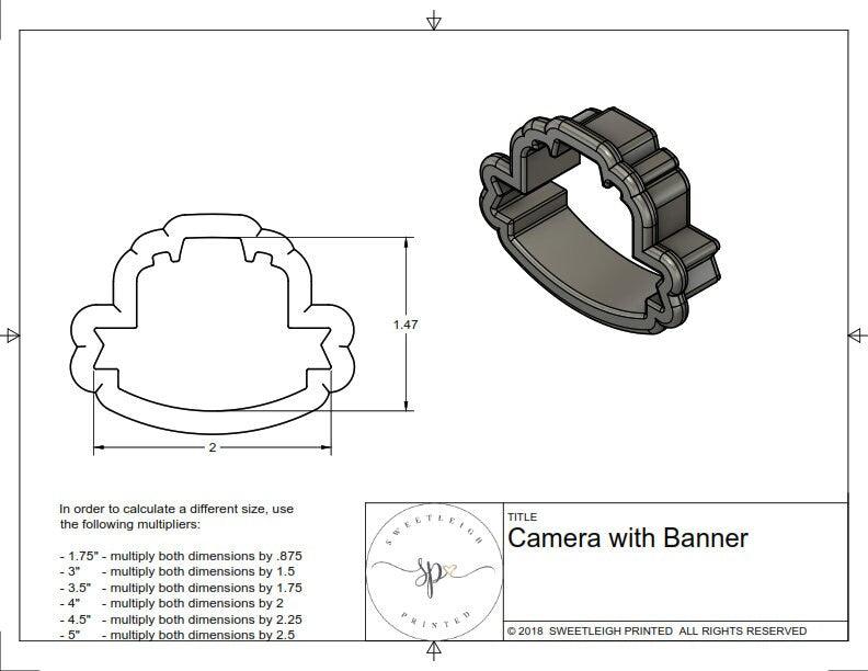 Camera with Banner Cookie Cutter - Sweetleigh 