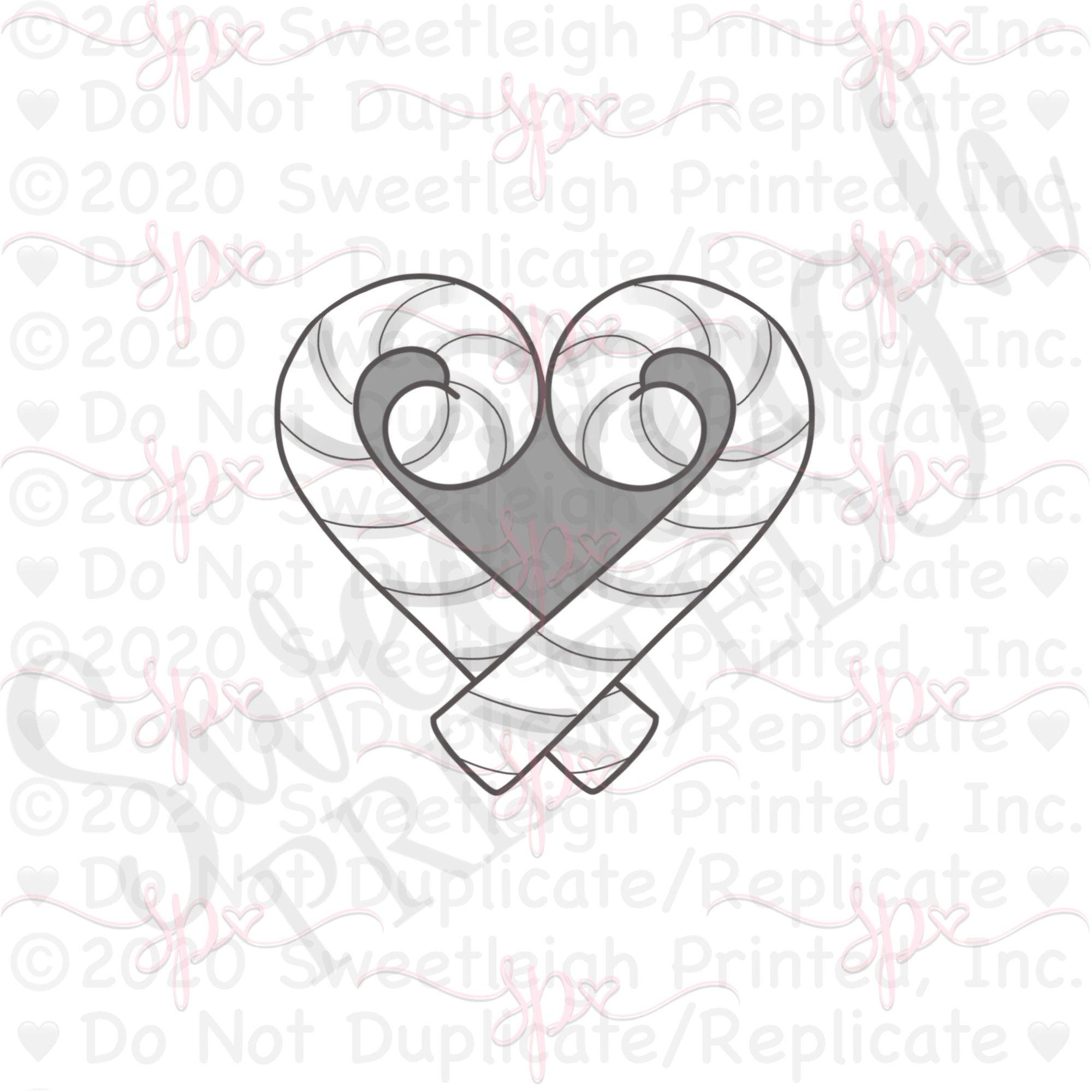 Candy Cane Heart Cookie Cutter - Sweetleigh 