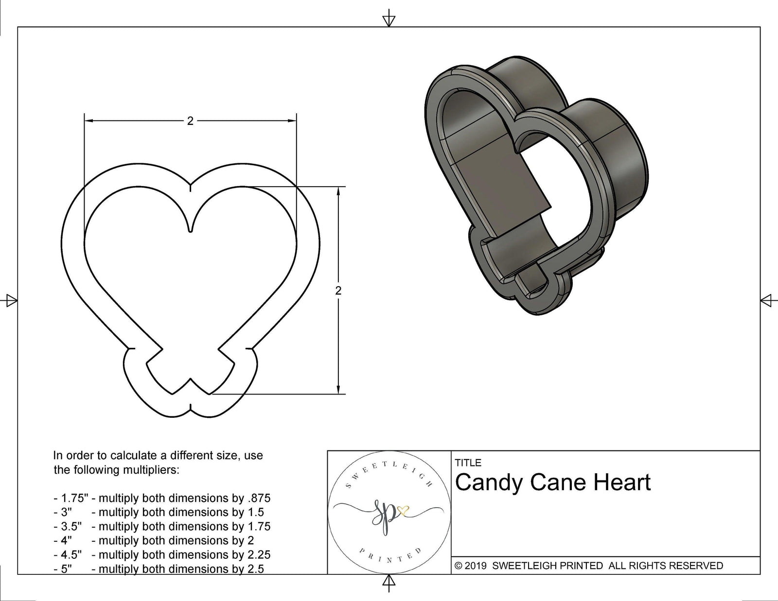 Candy Cane Heart Cookie Cutter - Sweetleigh 