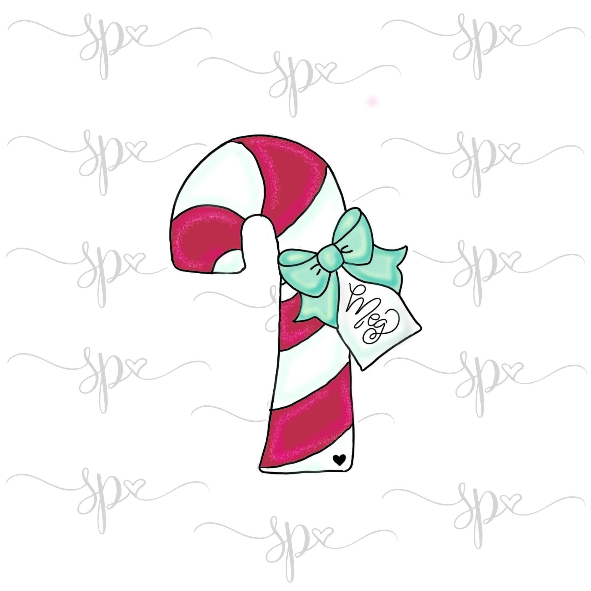 Candy Cane with Tag Cookie Cutter - Sweetleigh 