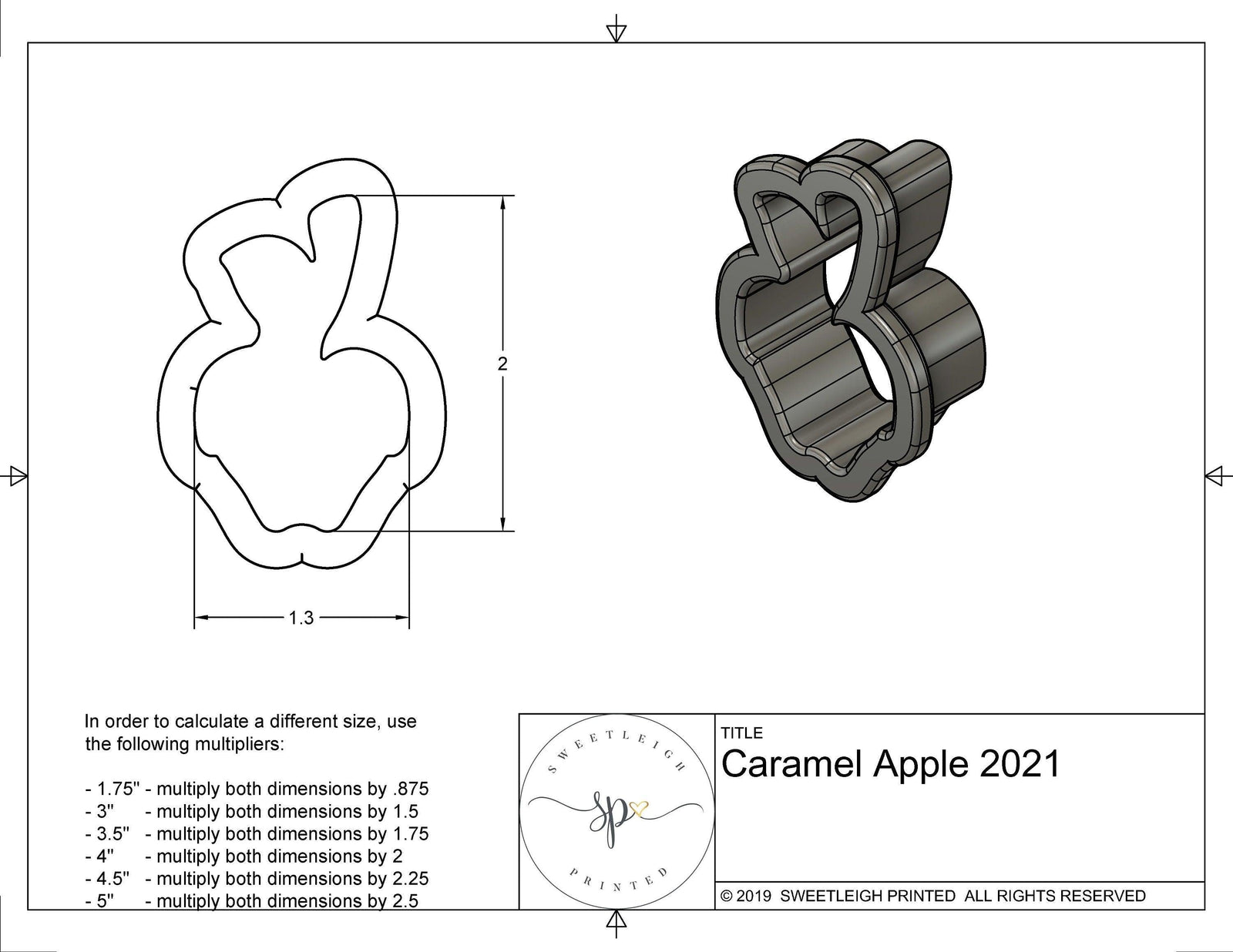 Caramel Apple 2021 Cookie Cutter - Sweetleigh 