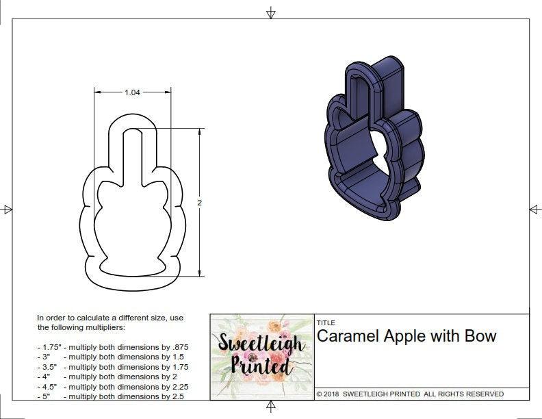 Caramel Apple with Bow Cookie Cutter - Sweetleigh 