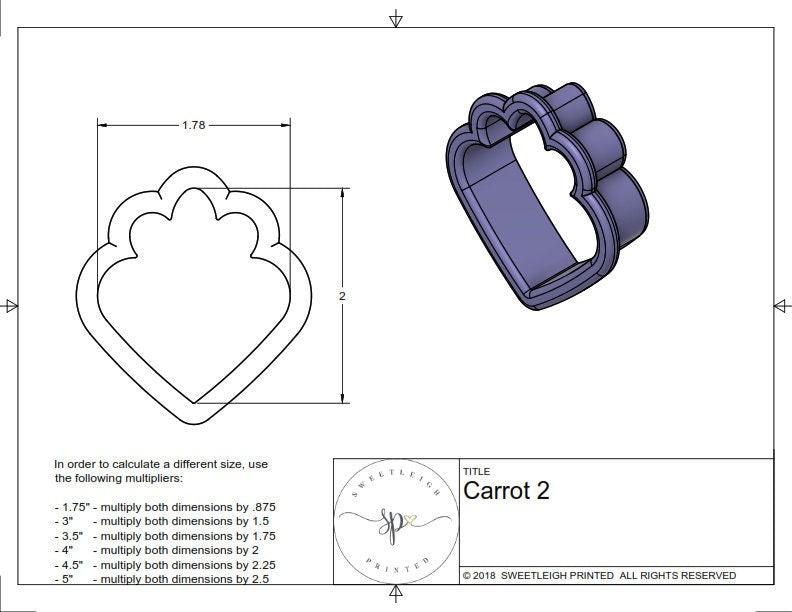 Carrot 2 Cookie Cutter - Sweetleigh 