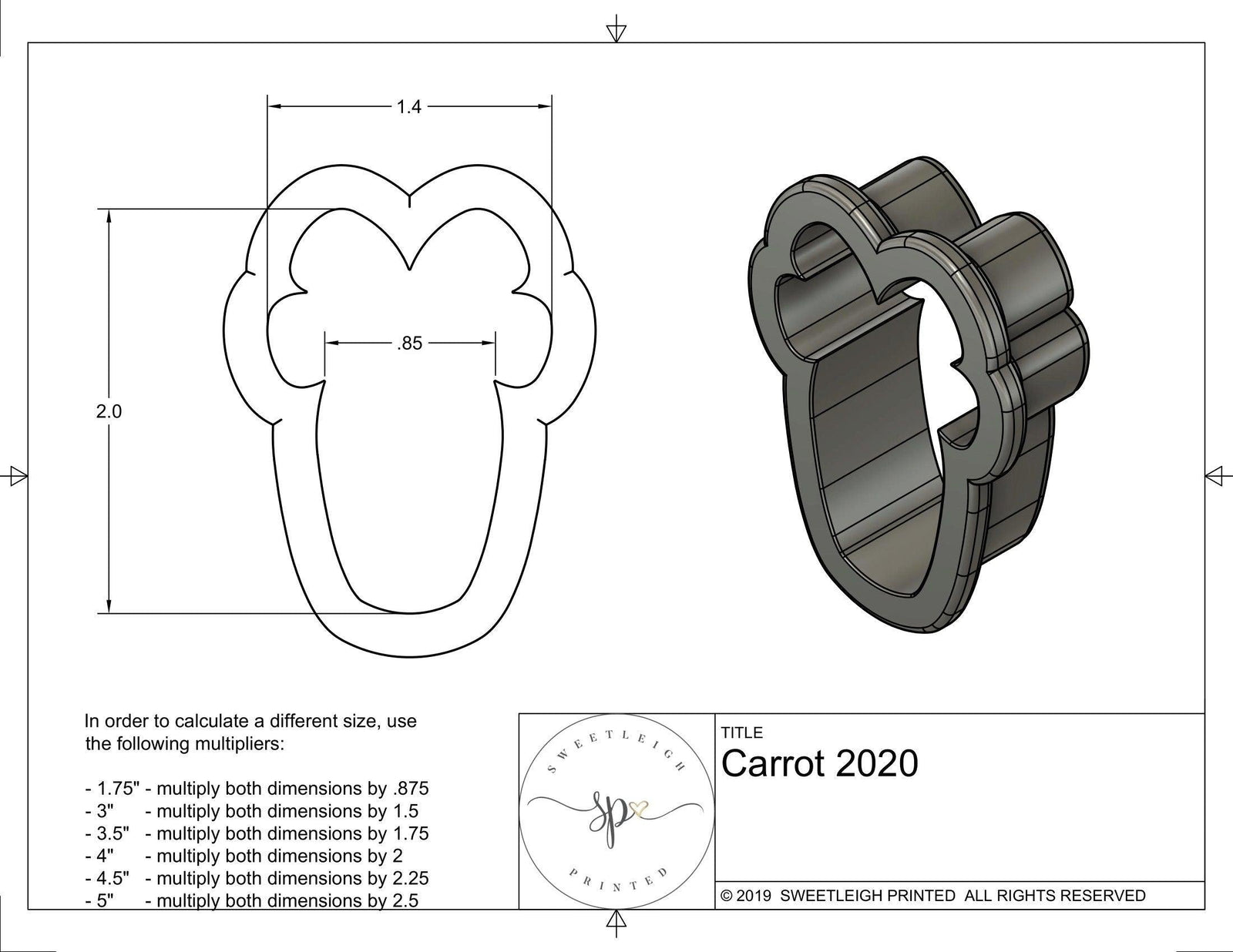 Carrot 2020 Cookie Cutter - Sweetleigh 