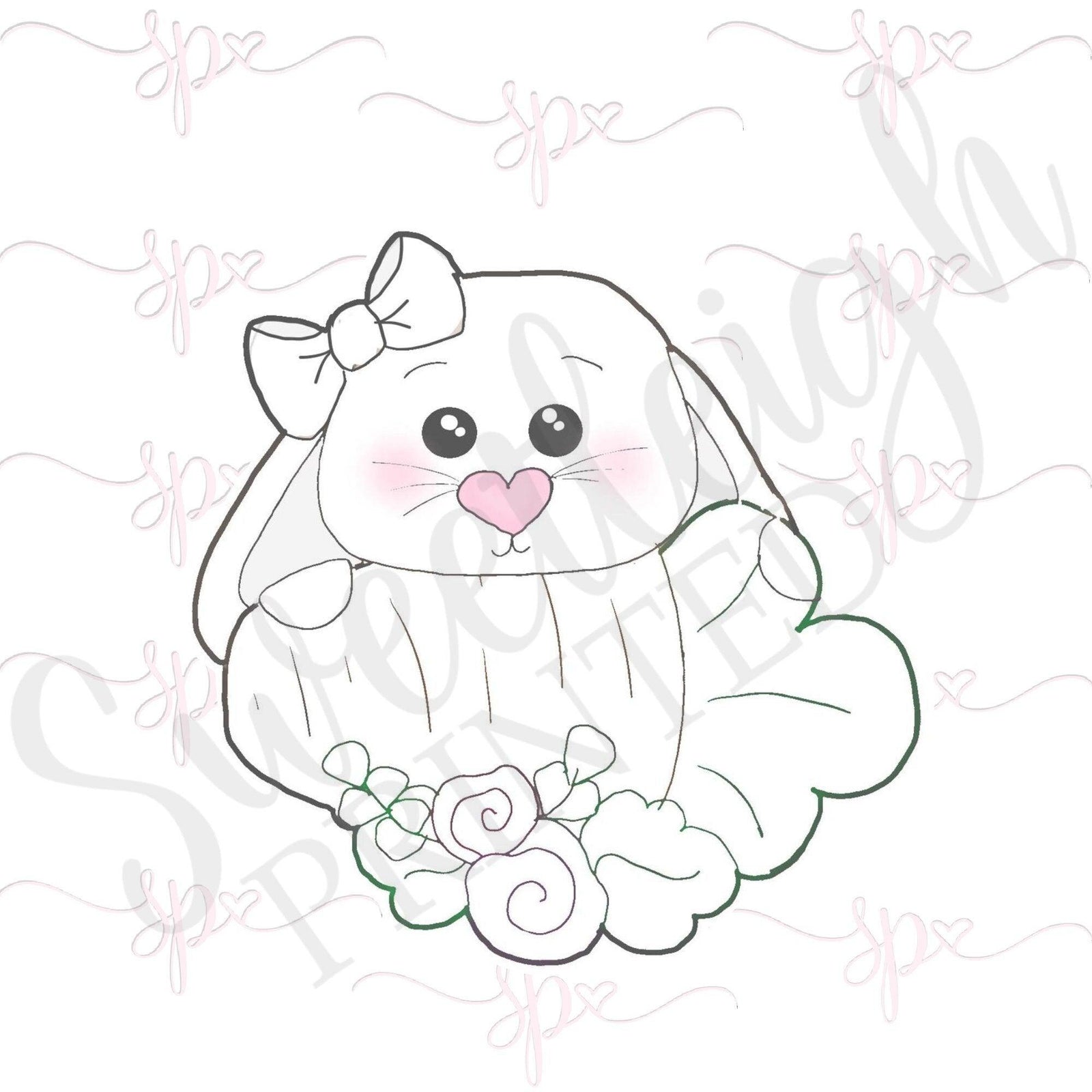 Carrot and Bunny with Bow Plaque Cookie Cutter - Sweetleigh 