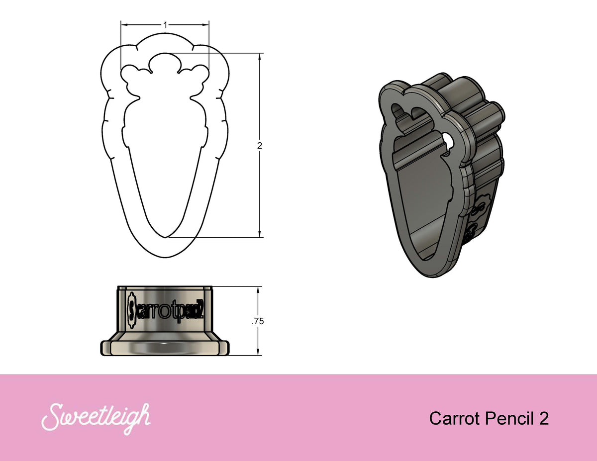 Carrot Pencil 2 Cookie Cutter - Sweetleigh 