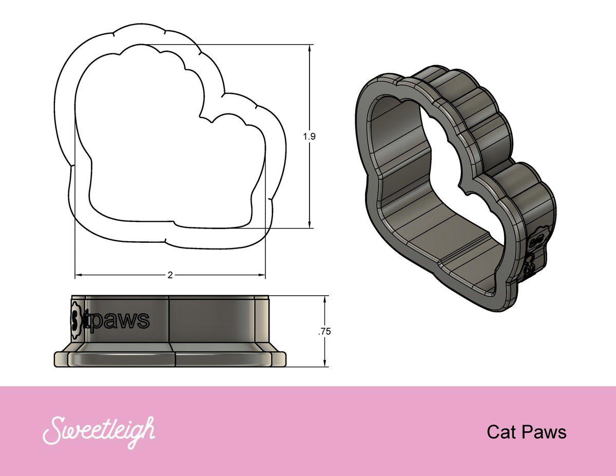 Cat Paws Cookie Cutter - Sweetleigh 