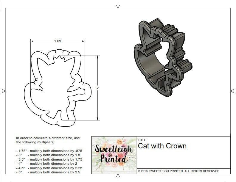 Cat with Crown Cookie Cutter - Sweetleigh 