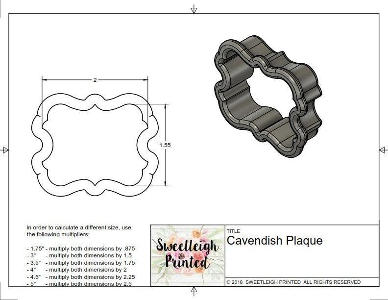 Cavendish Plaque Cookie Cutter - Sweetleigh 