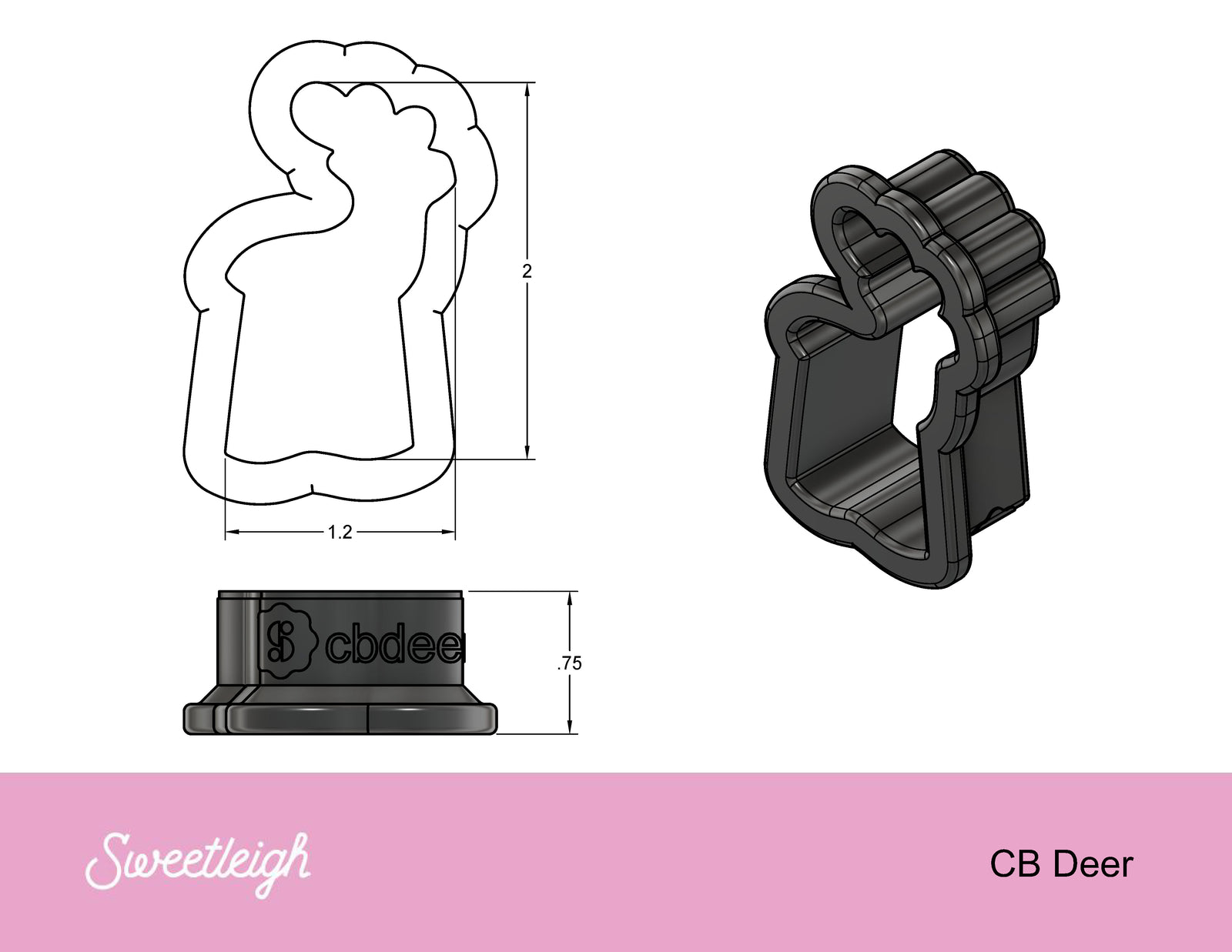 CB Deer Cookie Cutter - Sweetleigh 