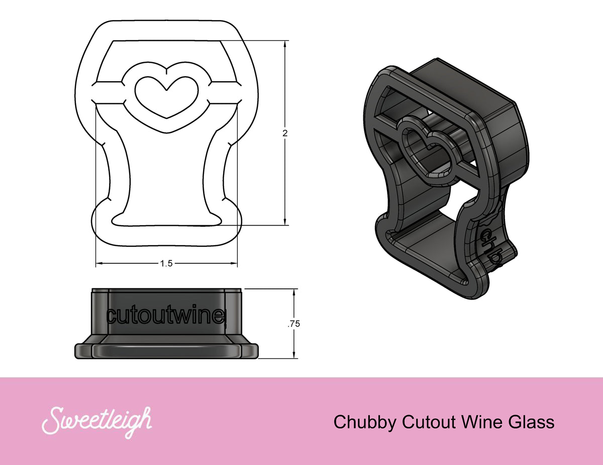 Chubby Cutout Wine Glass Cookie Cutter