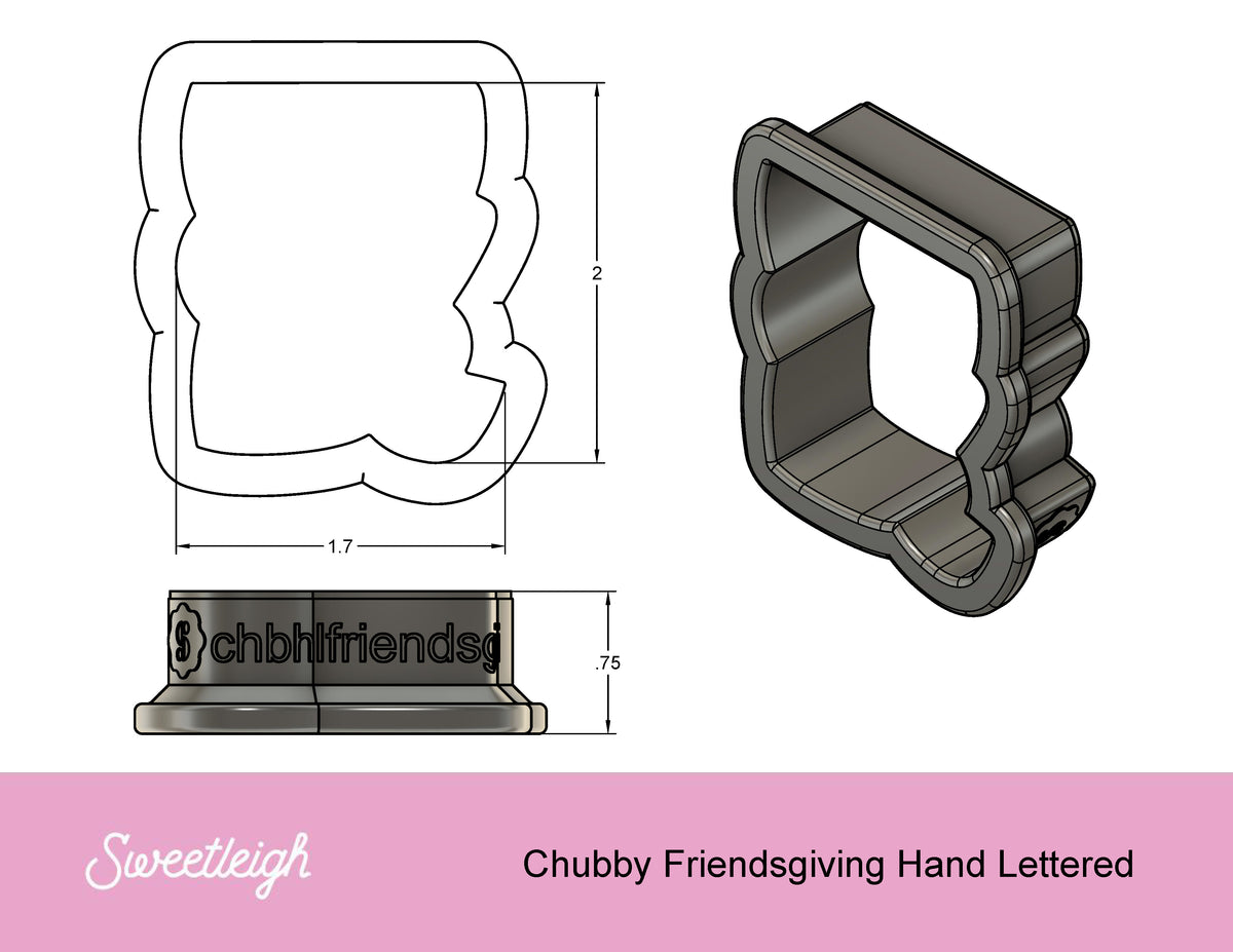 Chubby Hand Lettered Friendsgiving Cookie Cutter