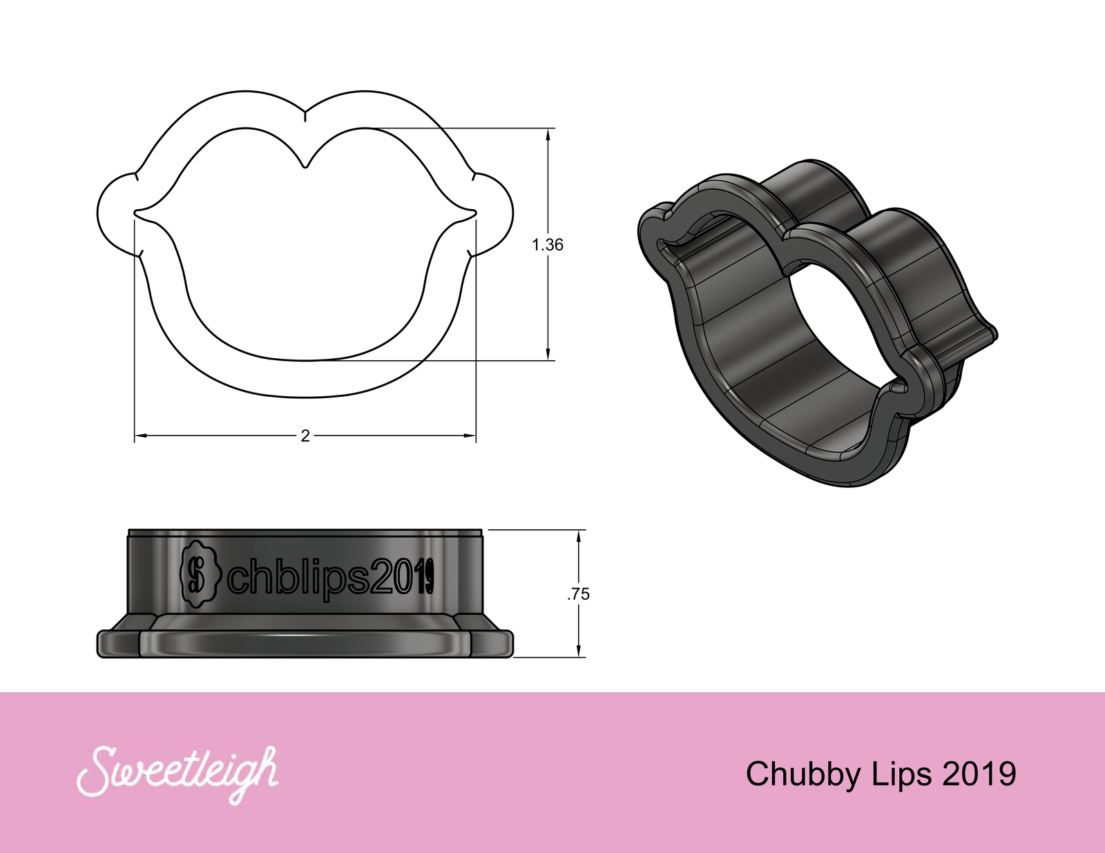 Chubby Lips 2019 Cookie Cutter - Sweetleigh 